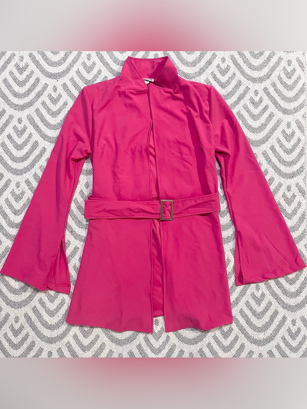 WANT MY LOOK Pink Open Long Dress Coat Jacket Large